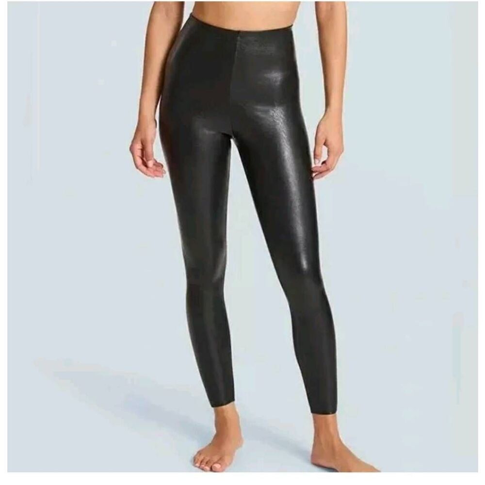 Commando Black Faux Leather Control Leggings Small